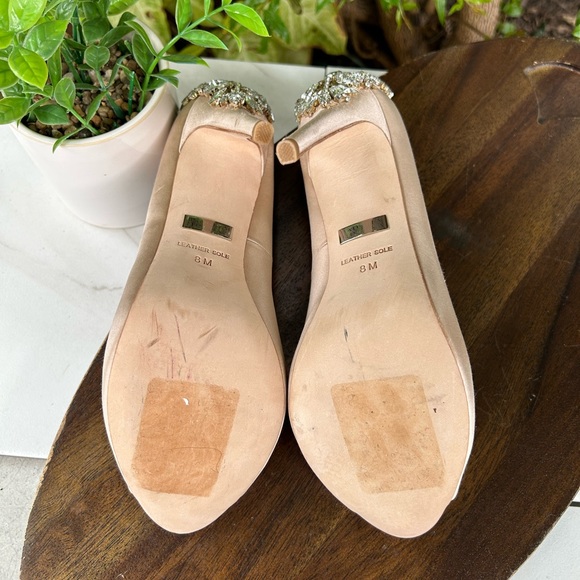 BADGLEY MISCHKA Kiara Embellished Peep Toe pumps 8 womens - Picture 12 of 15